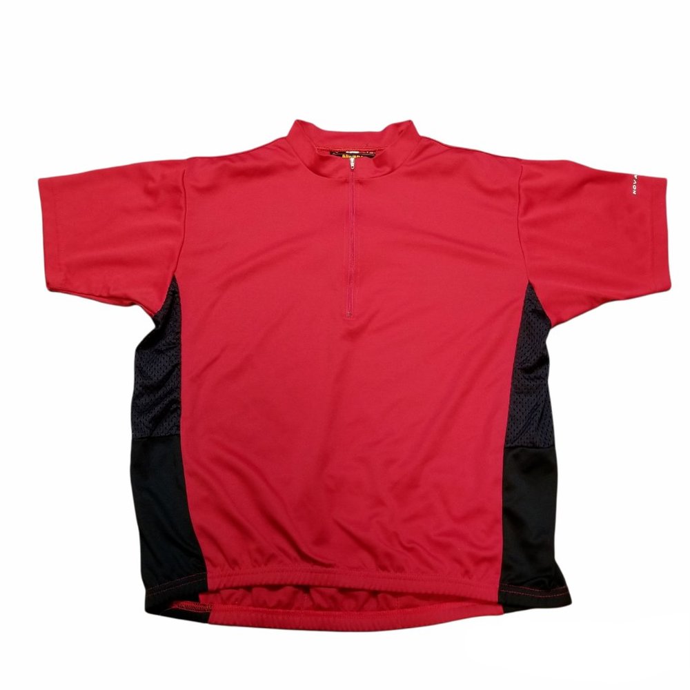 B9 Novara Mens Red Black Short Sleeves 1/4 Zipper Stretch Jersey Size Large